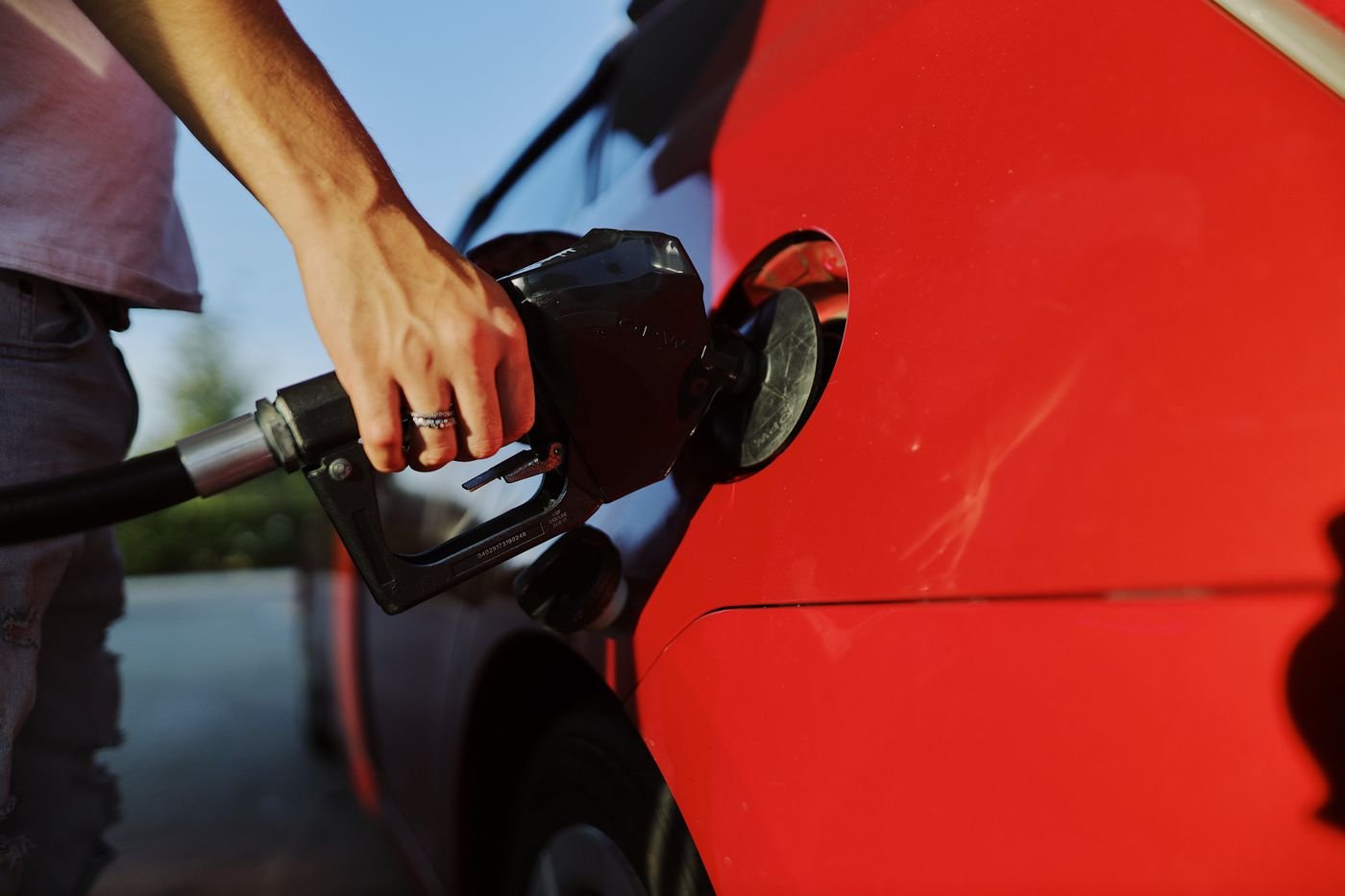 Vehicle being refuelled