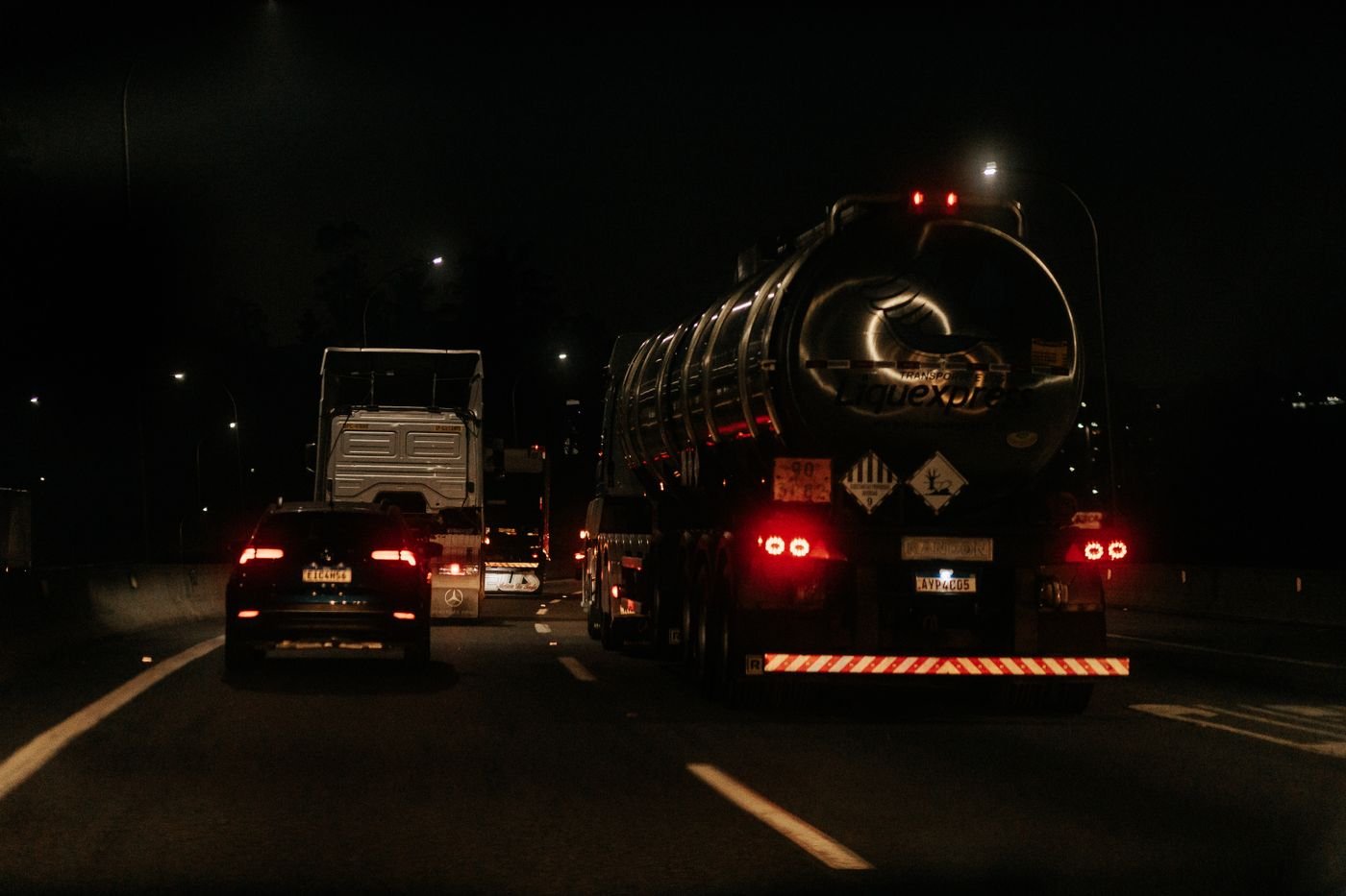 Highway traffic at night